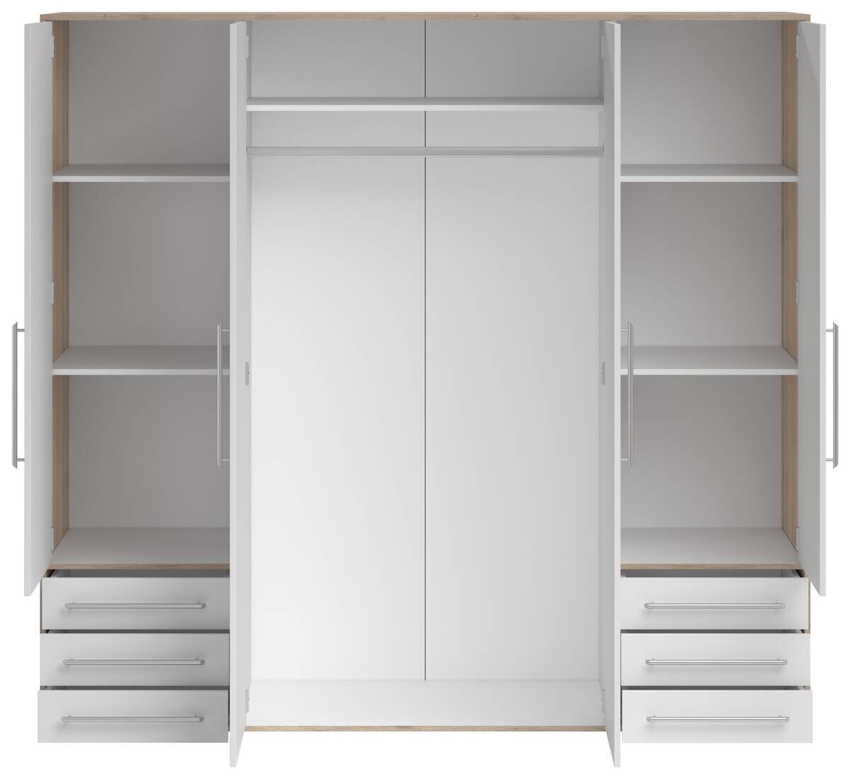 Kleiderschrank Lyss Eiche San-Remo Nachbildung weiß B/H/T: ca. 205x194x58 cm
