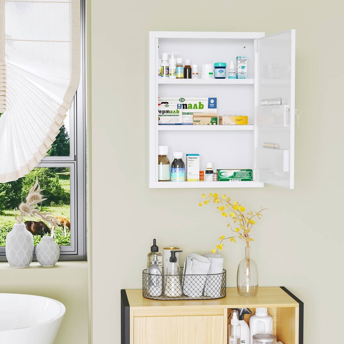 Medizinschrank weiß Polypropylen B/H/L: ca. 15x40x53,5 cm