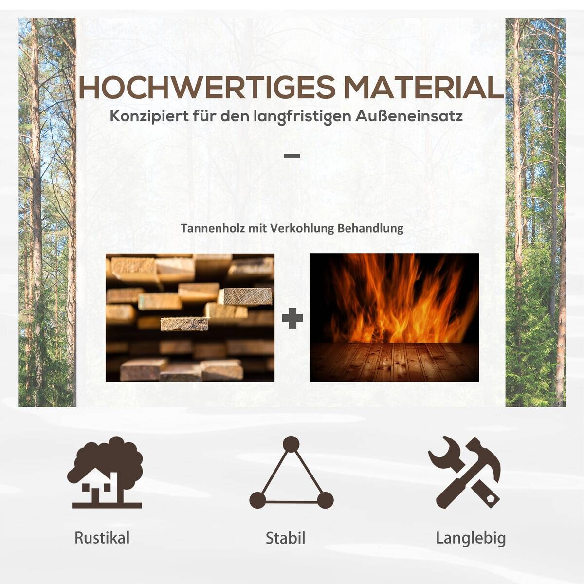 Outsunny Gartenbrücke braun Holz B/H/L: ca. 50x37x100 cm