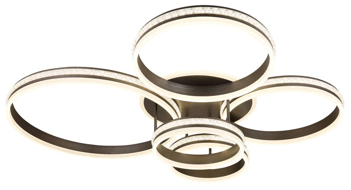 GLOBO LED-Deckenleuchte GROUNI titanfarbig klar Metall Kunststoff B/H/T: ca. 91x21,5x114 cm