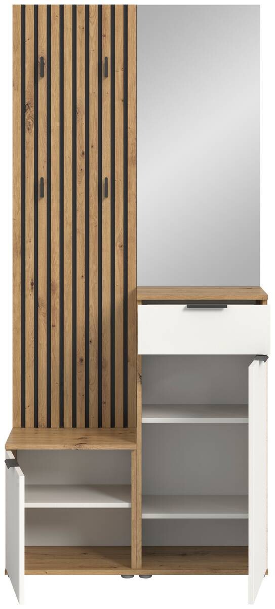 Garderobe Simple Eiche Artisan Nachbildung weiß B/H/T: ca. 88x195x35 cm