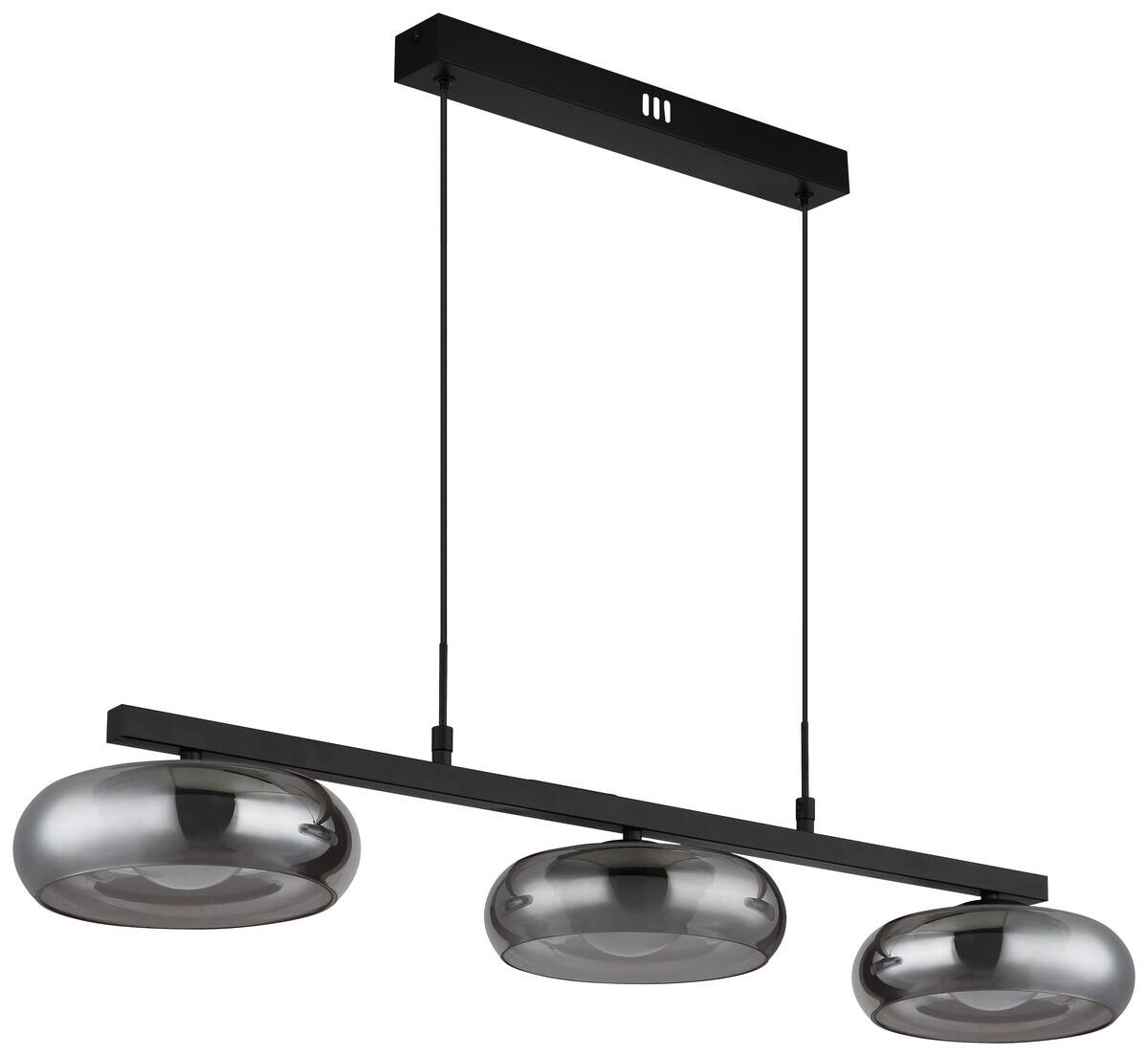 GLOBO Hängeleuchte schwarz Rauch Metall Glas B/H/L: ca. 26x17x91 cm