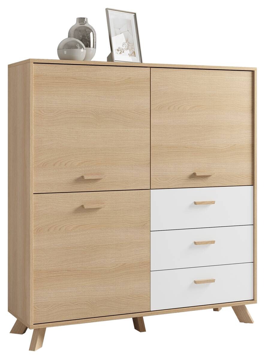 Highboard BASTIAN Eiche weiß B/H/T: ca. 120x131x36,5 cm