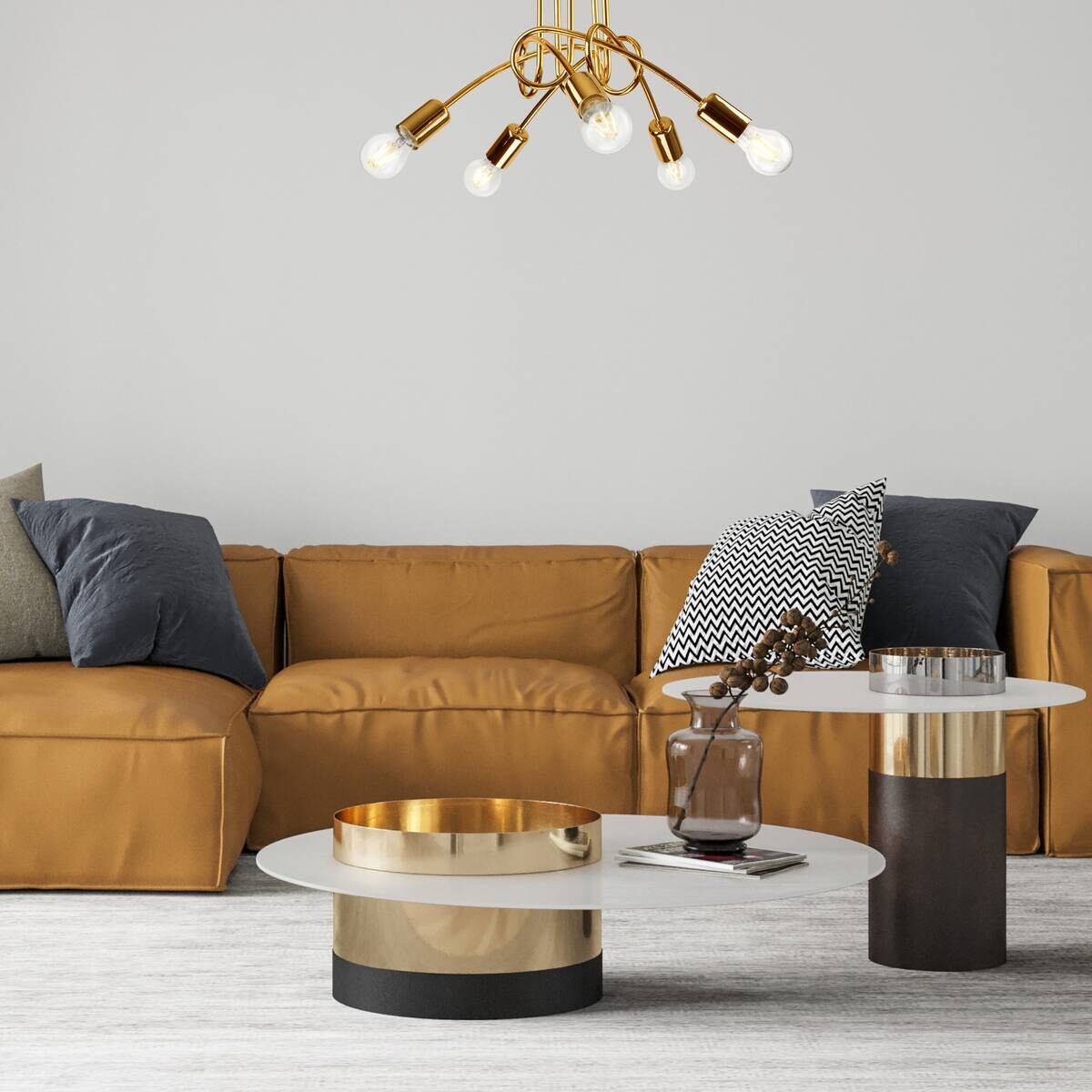 Lamkur Deckenleuchte CAMILLA 36823 gold Stahl H/L: ca. 30x46 cm E27 5 Brennstellen