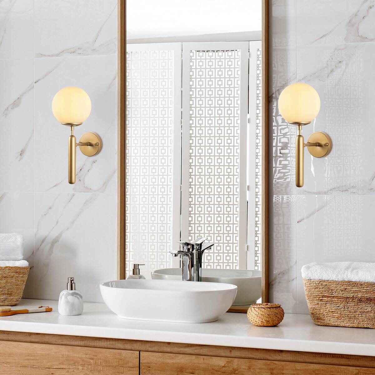 Opviq Wandleuchte gold Glas Metall B/H/L: ca. 20x40x15 cm E14 1 Brennstellen