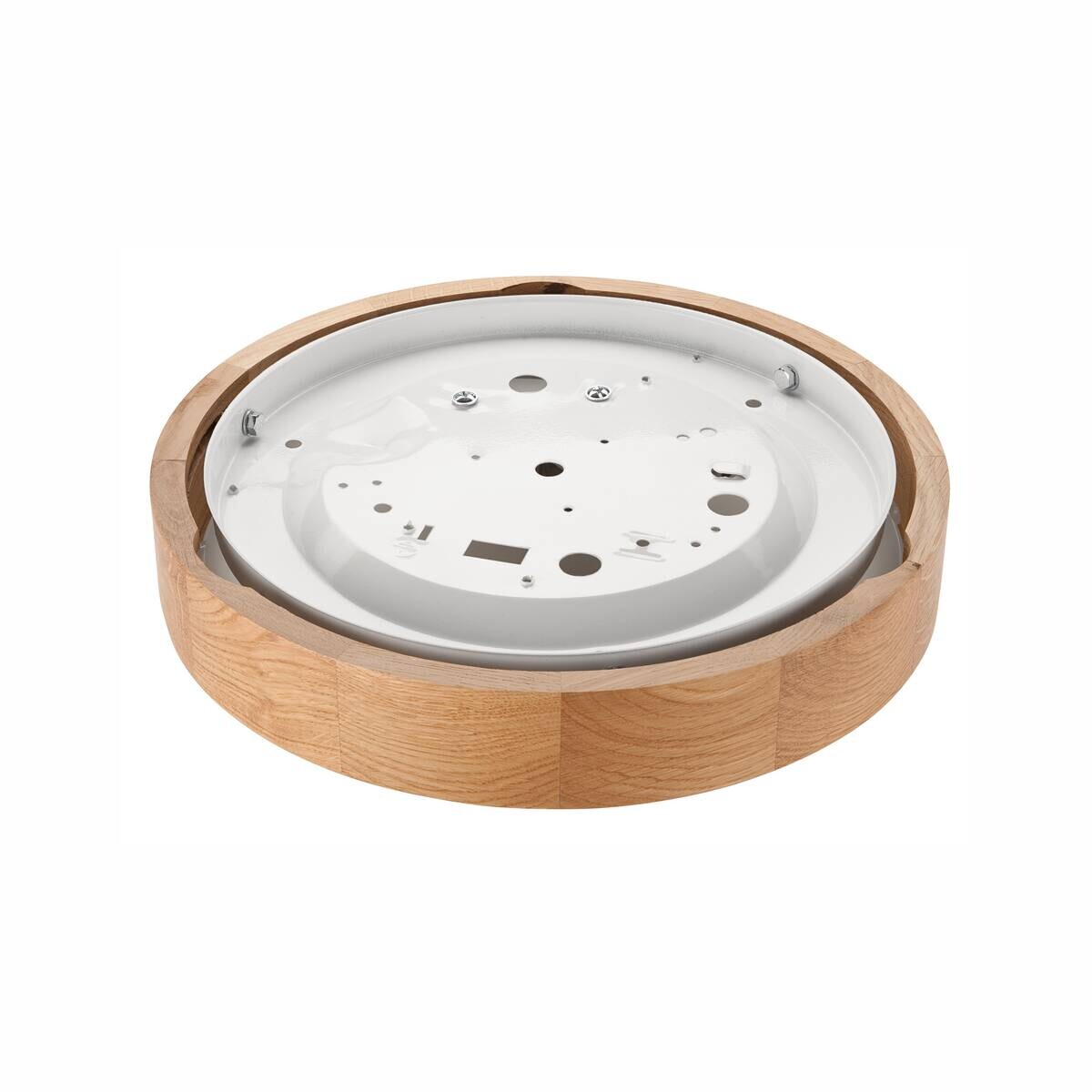 Lamkur Deckenleuchte Anello Eiche Glas Holz H/L: ca. 8x27 cm E27 1 Brennstellen