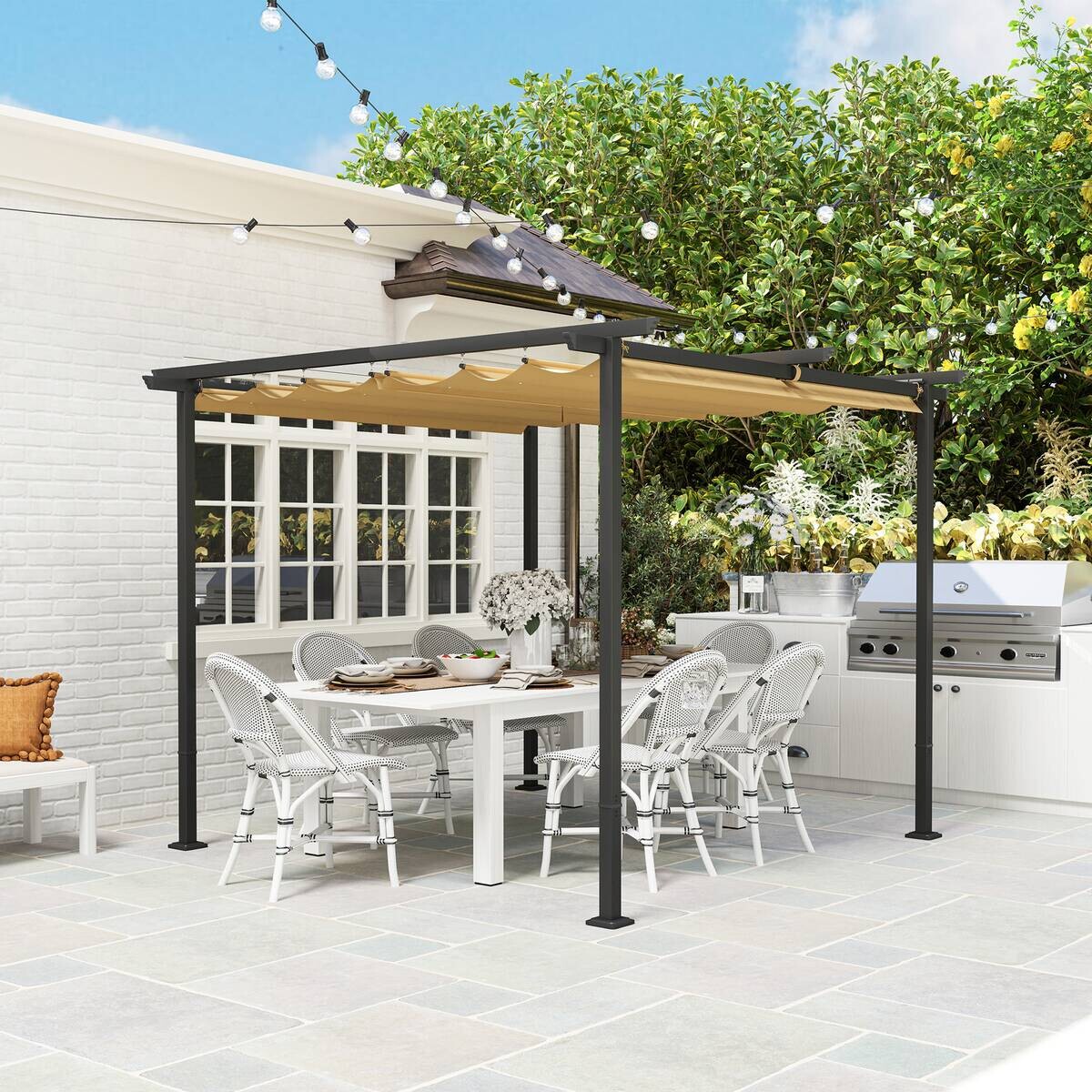 Outsunny Pergola beige Metall B/H/L: ca. 300x227x300 cm