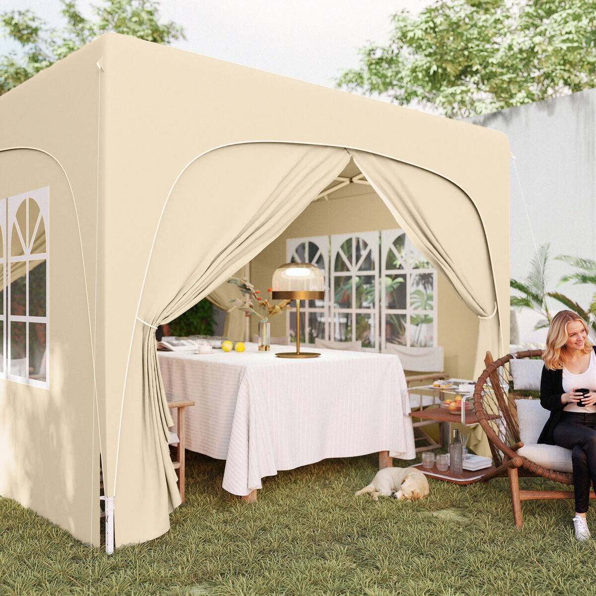 Outsunny Pavillon sand Metall B/H/L: ca. 300x273x300 cm