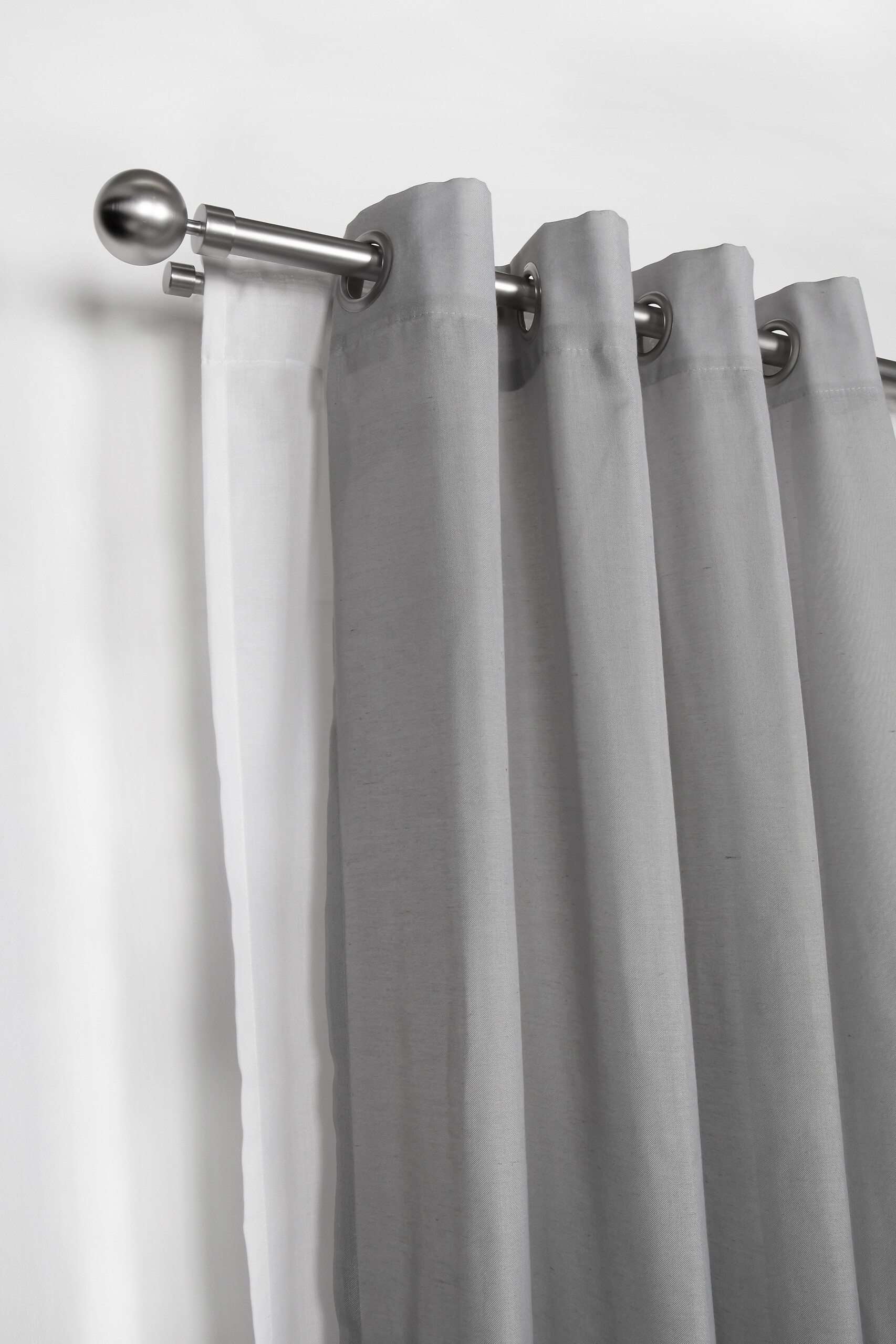 Gardinenstange Edelstahloptik Metall ausziehbar von ca. 190 bis 360 cm 2.0 Läufe