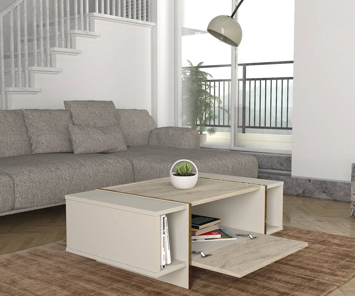 moebel17 Couchtisch Veyron beige granit Spanplatte B/H/T: ca. 103,8x37,7x60 cm