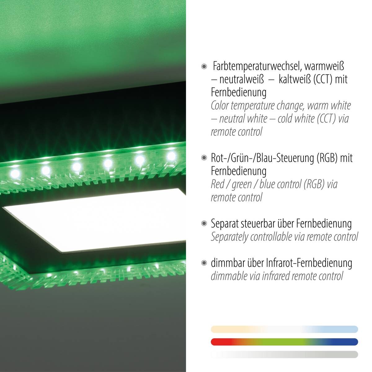 Just Light LED-Deckenleuchte 14510-18 schwarz Kunststoff B/H/L: ca. 20x5x20 cm