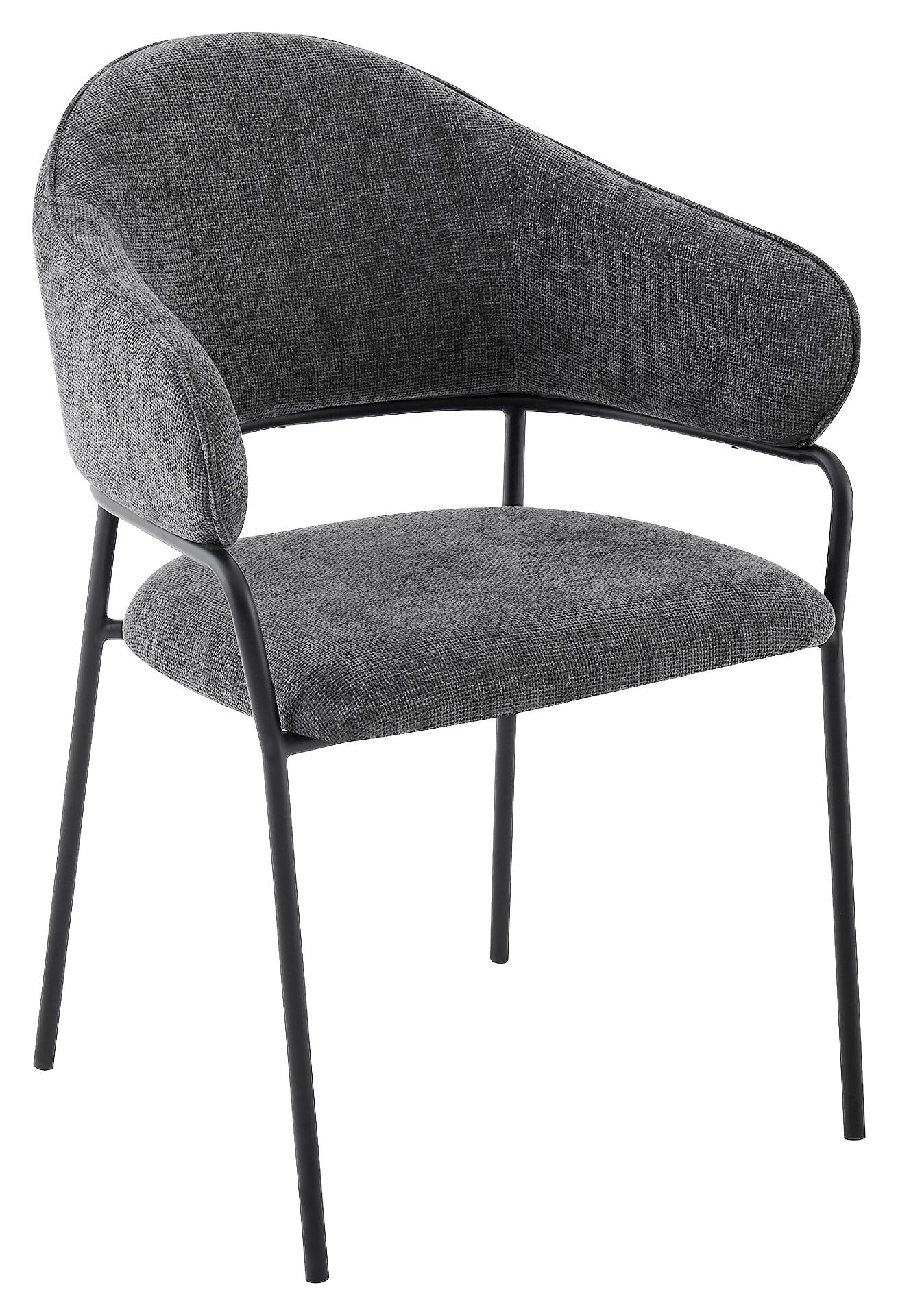 Stuhl CURVE, 2er-Set grau Stoff B/H/T: ca. 60x86x58 cm