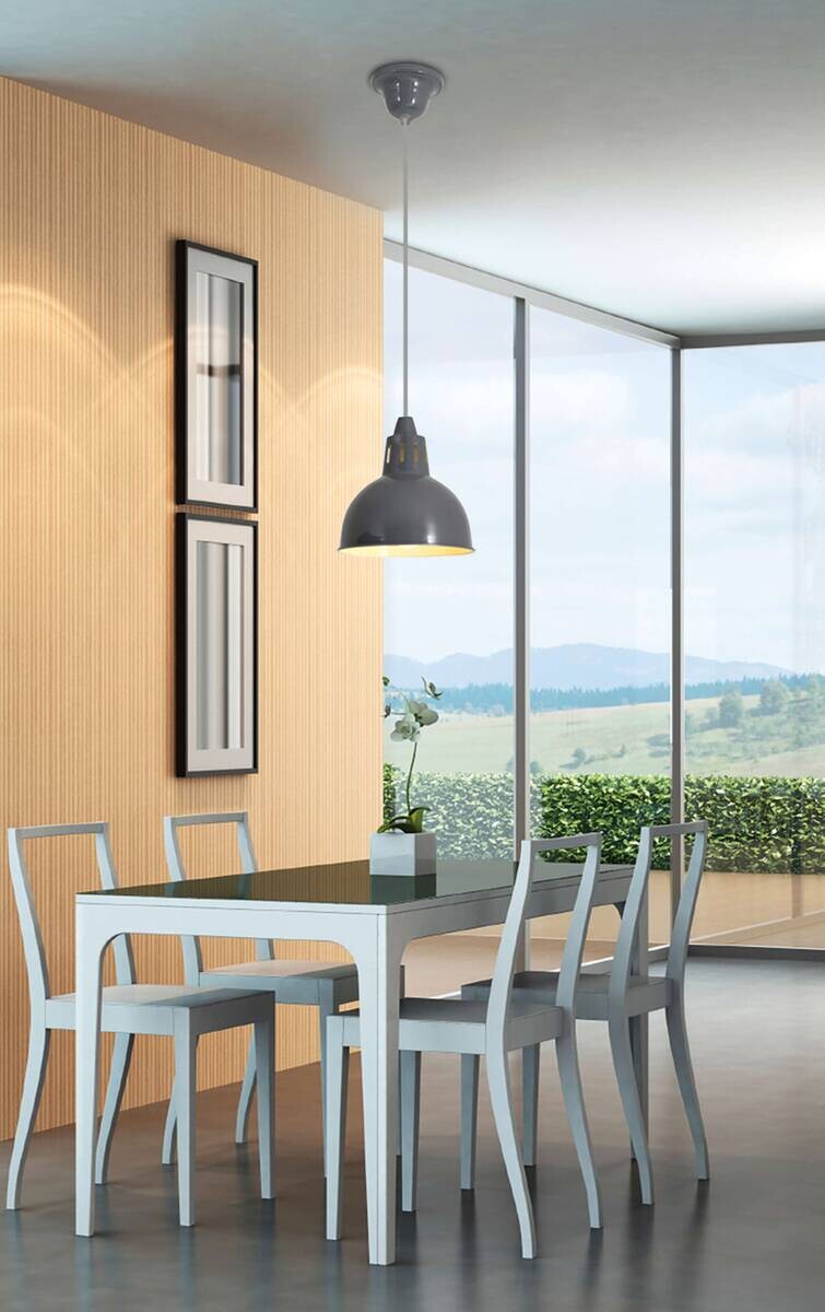 Näve Leuchten Pendelleuchte 6070316 grau Metall B/H/T: ca. 19x120x19 cm E27 1 Brennstellen