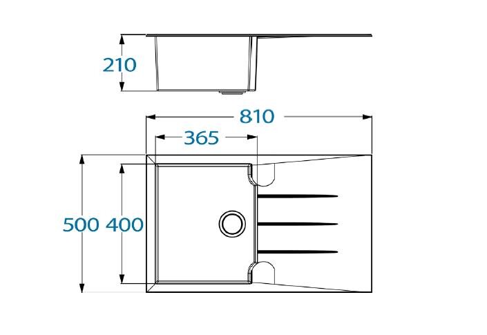 Respekta Einbauspüle Alineo 81x50 TG Titaniumgrau Quarzolite B/H/T: ca. 81x21x50 cm