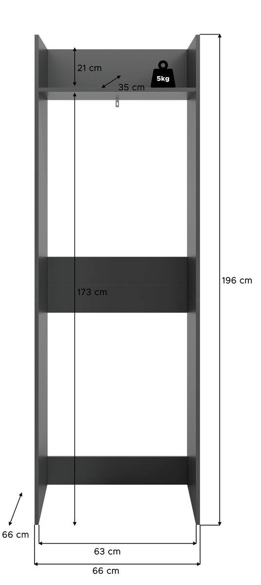 Waschmaschinenumbauschrank Free anthrazit B/H/T: ca. 66x196x66 cm
