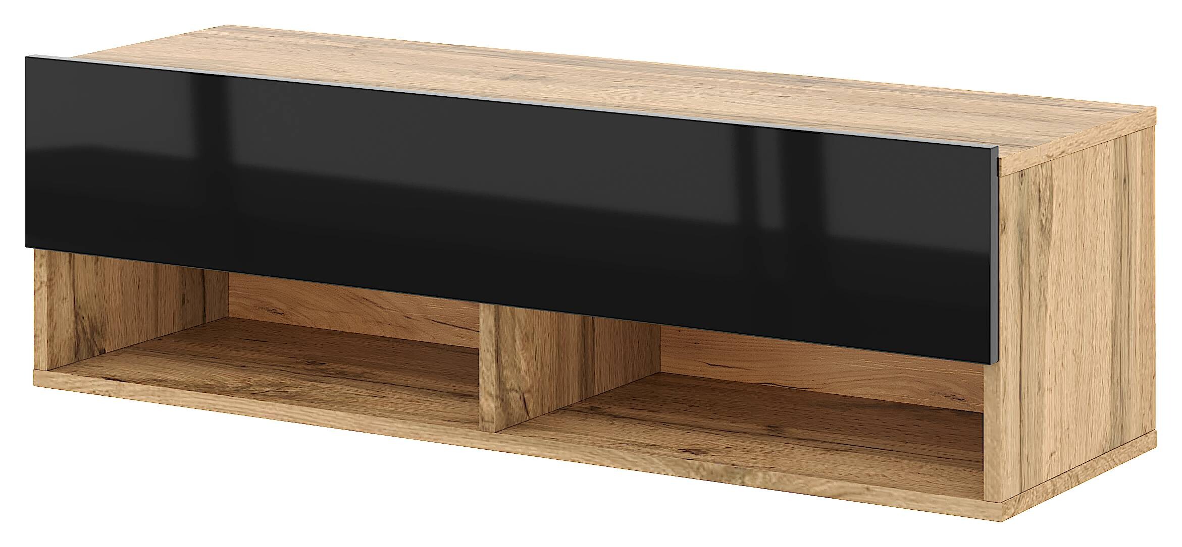 TV-Lowboard TV LOWBOARD DERBY 100 Eiche Wotan Nachbildung schwarz glänzend B/H/T: ca. 100x32,5x31,5 cm