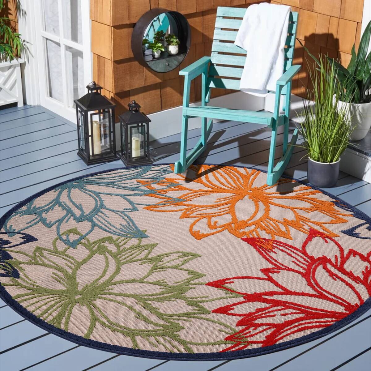 Sanat Outdoorteppich FLORAL bunt B/L: ca. 200x200 cm