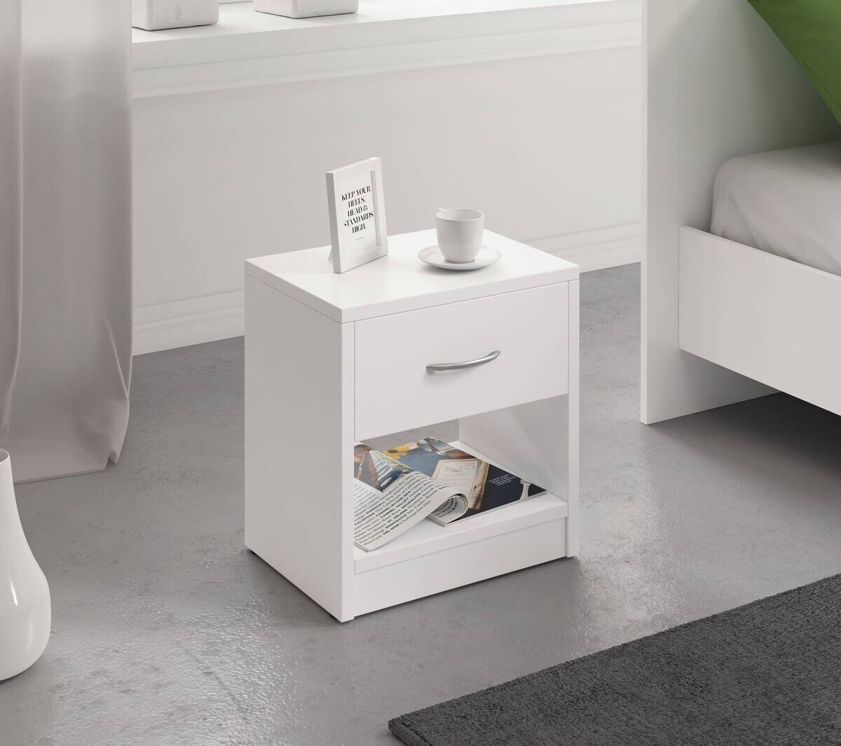 Nachtkonsole NAKA weiß B/H/T: ca. 39x41x28 cm