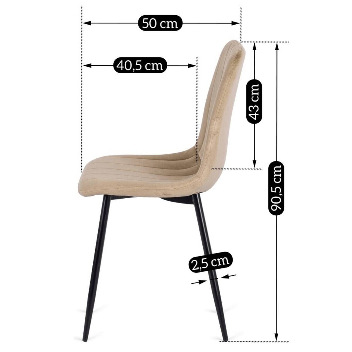 Stuhl IBIS beige Velourstoff B/H/T: ca. 43x90,5x50 cm