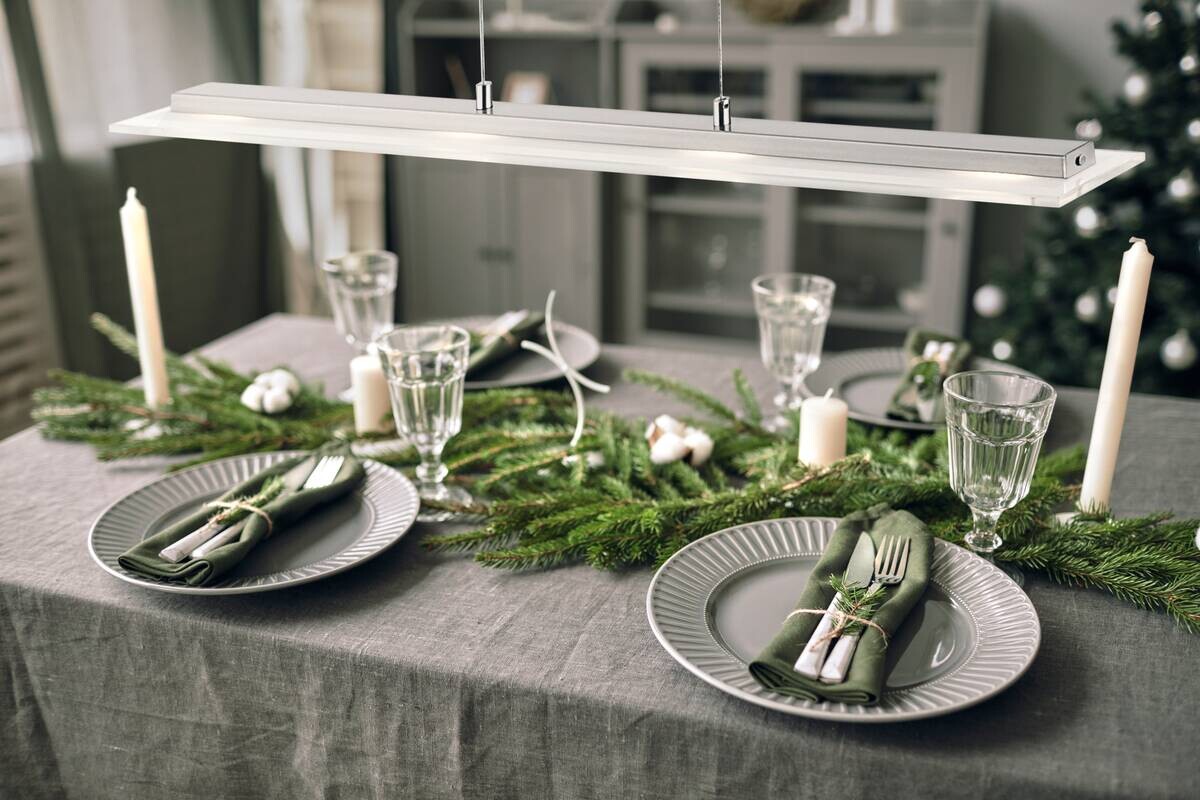 Fischer & Honsel LED-Pendelleuchte 211224 nickel matt Chrom Glas Metall B/H/T: ca. 88x150x9 cm 4.0 Brennstellen