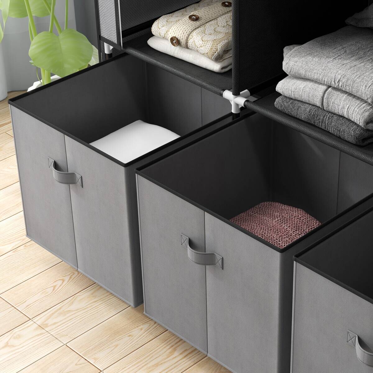 HOMCOM Kleiderschrank dunkelgrau Polypropylen B/H/L: ca. 43x125x162,5 cm