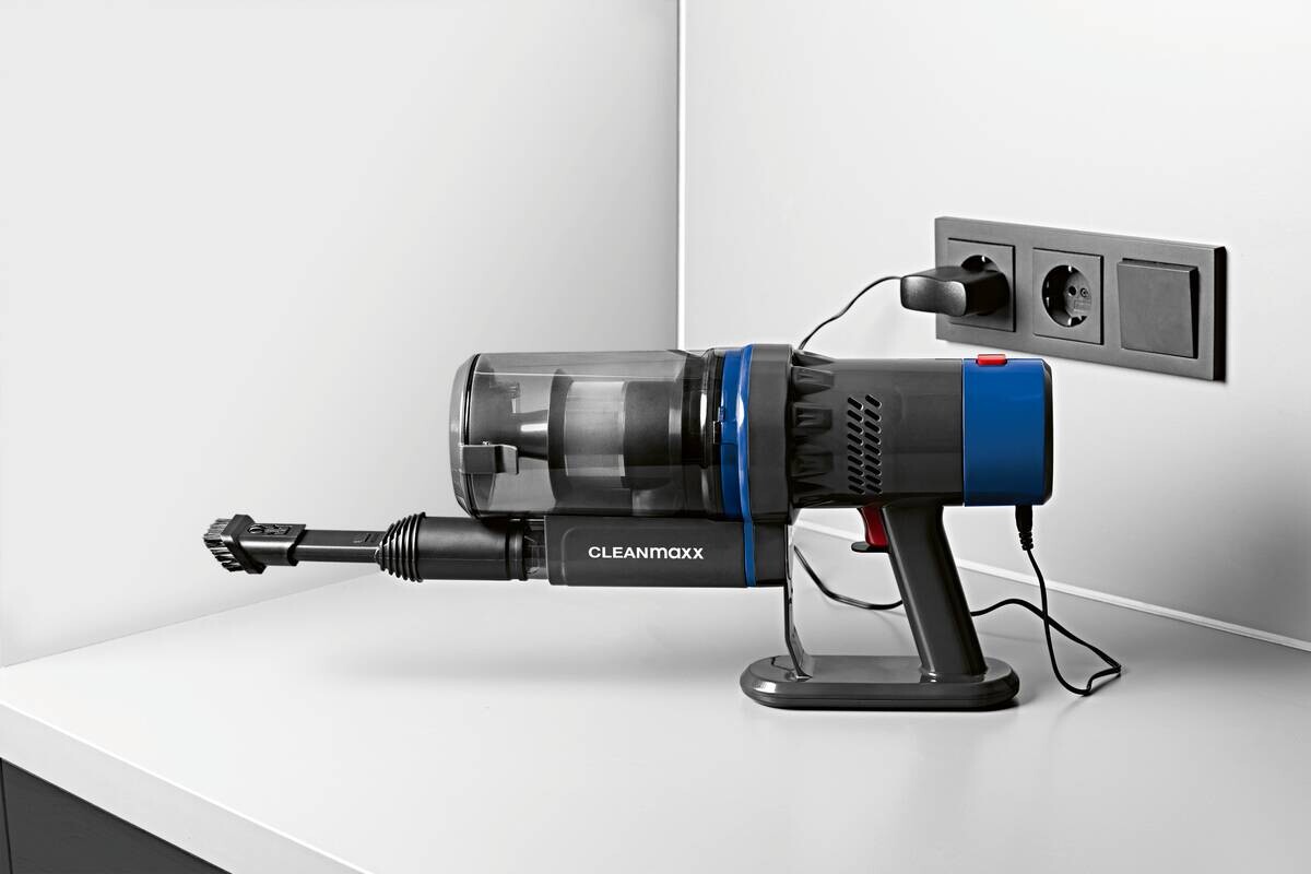 CLEANmaxx Handstaubsauger grau blau Metall Kunststoff B/H/L: ca. 110x22x26 cm