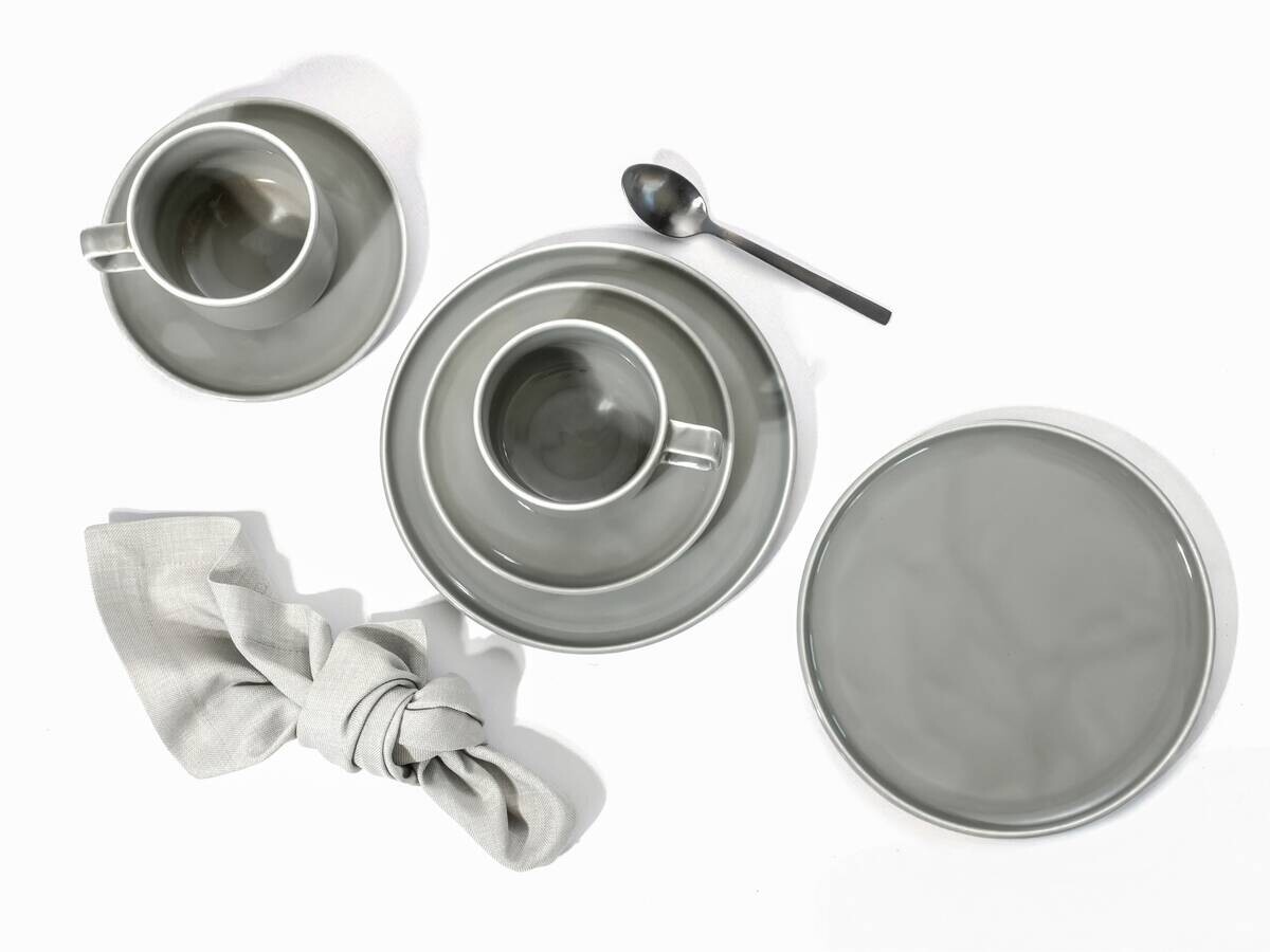 CreaTable Kaffeeservice Chef Collection grau Porzellan 18 tlg.