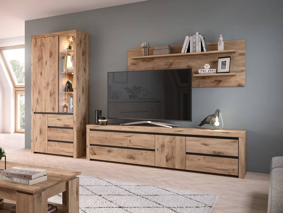 Wandboard Woody Nox Oak Nachbildung B/H/T: ca. 160x60x20 cm Wandboard Woody Nox Oak Nachbildung B/H/T: ca. 160x60x20 cm