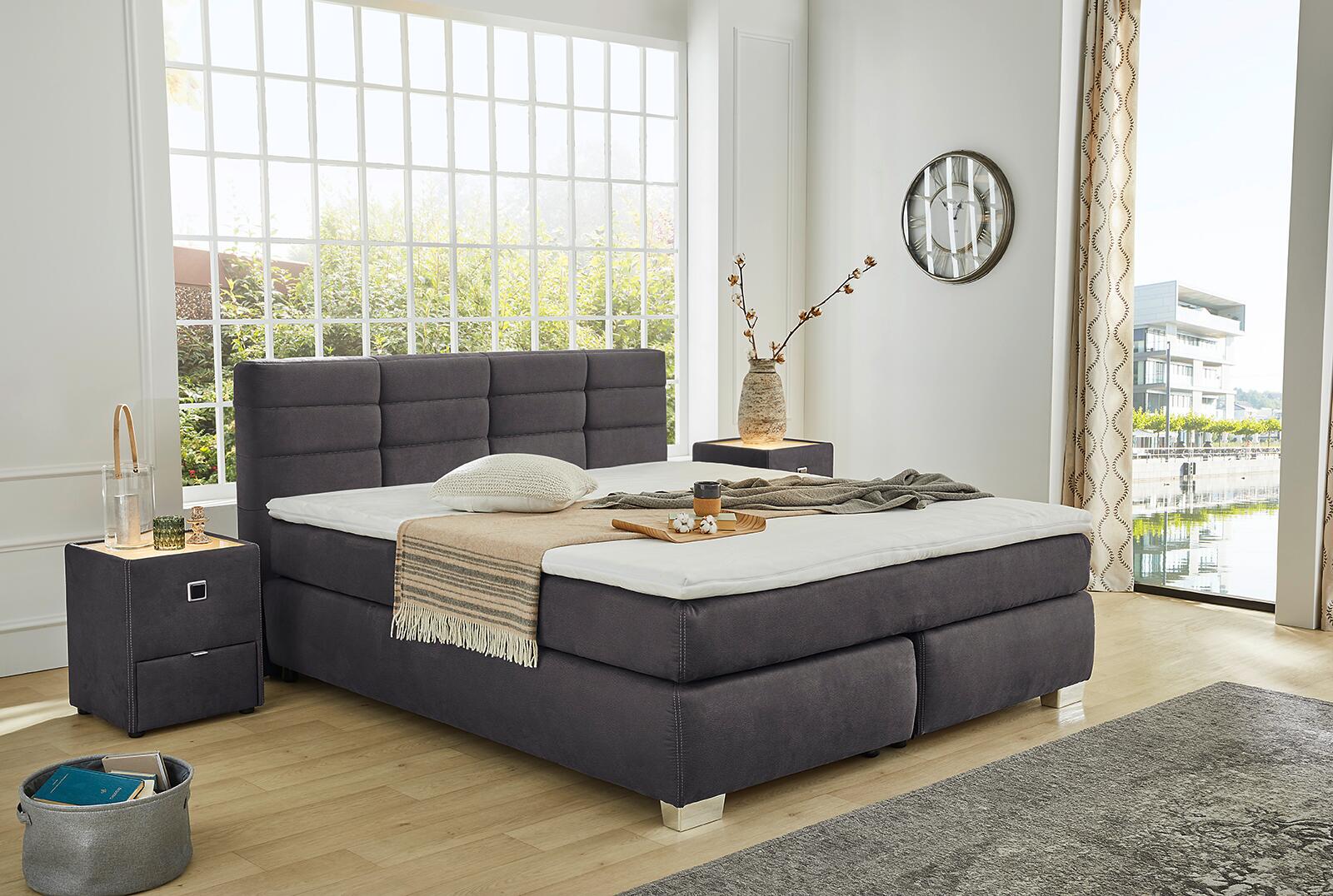 Boxspringbett  dunkelgrau Liegefläche B/L: ca. 180x200 cm
