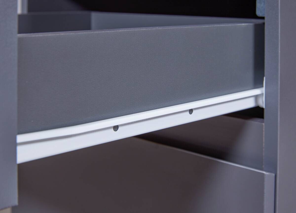 Rollcontainer FILE GUARD anthrazit beschichtet Nachbildung Holz B/H/L: ca. 51,3x76,9x44 cm