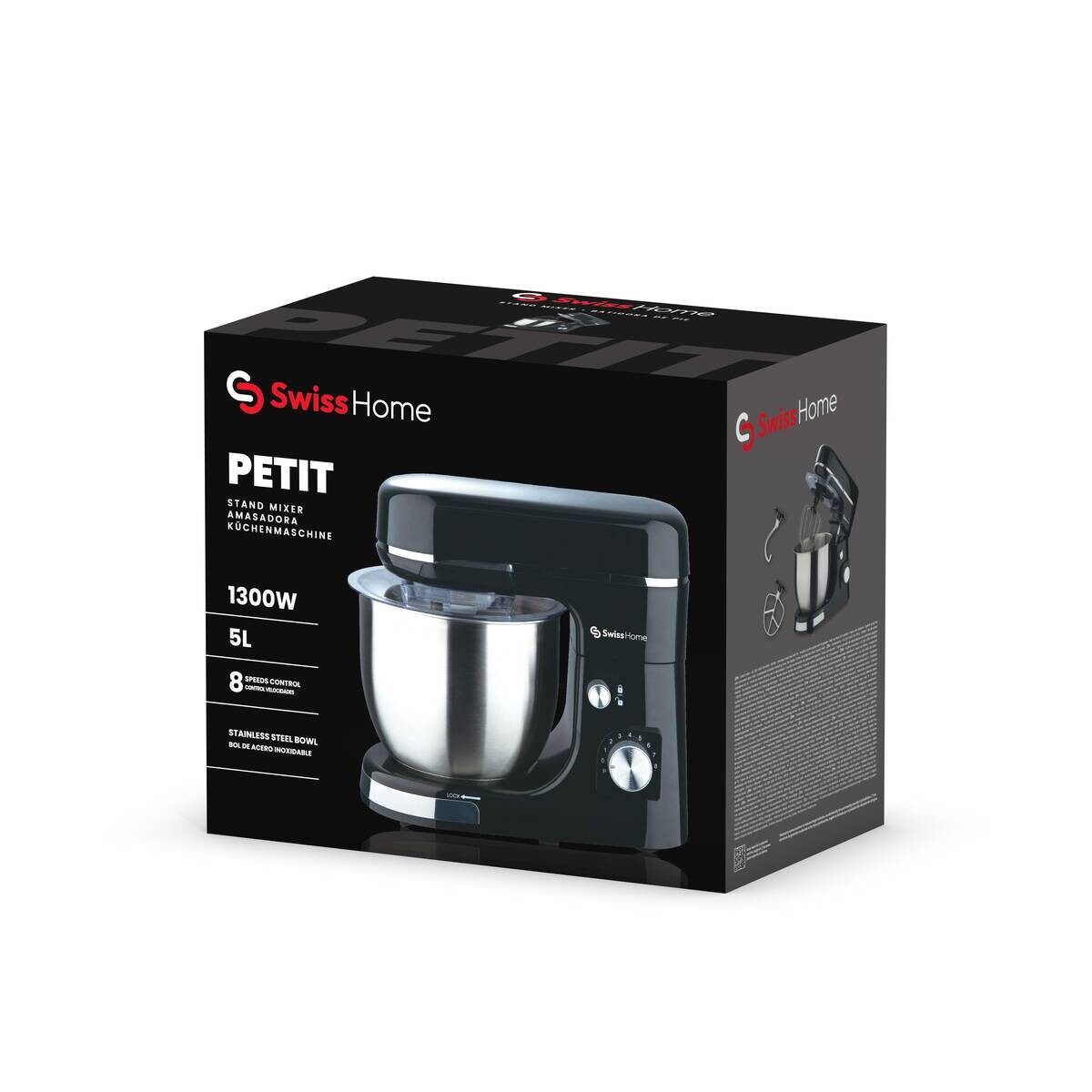 SWISS HOME Küchenmaschine schwarz silber Edelstahl B/H/L: ca. 23x33,5x38 cm