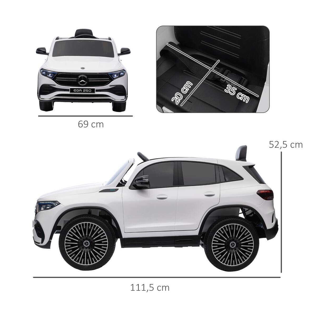 HOMCOM Kinderauto weiß B/H/L: ca. 69x111,5x52,5 cm