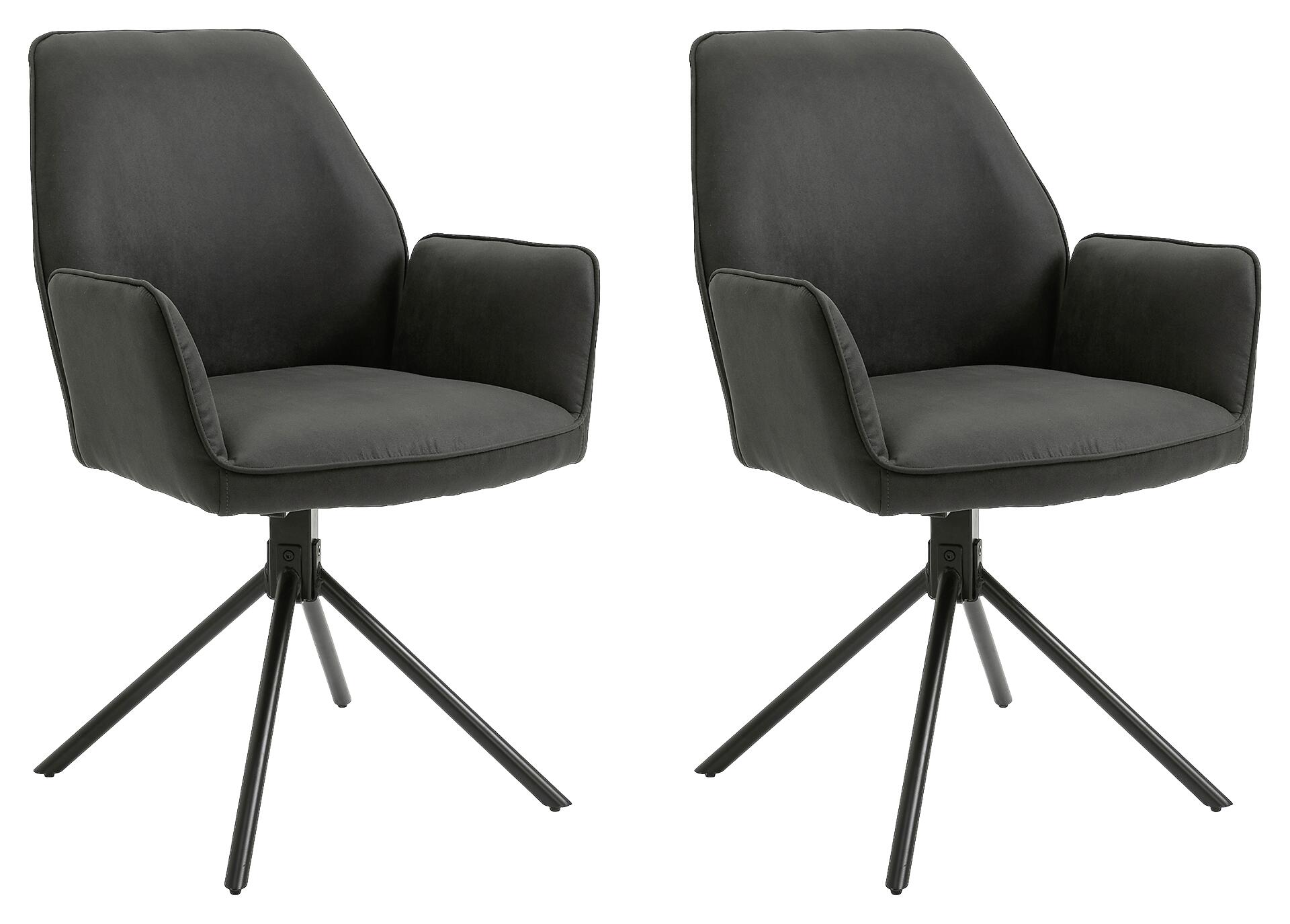 Stuhl BLAIR 2er-Set anthrazit Vintage schwarz Stoff Metall B/H/T: ca. 57x89x61 cm