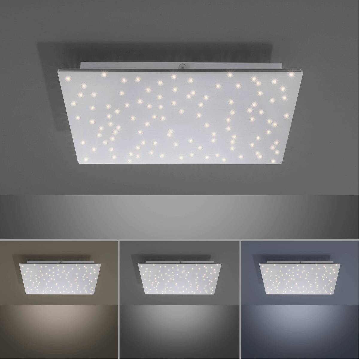 Just Light Deckenleuchte PN14671-55 Sparkle stahlfarbig Aluminium Stahl Kunststoff B/H/L: ca. 45x4x45 cm