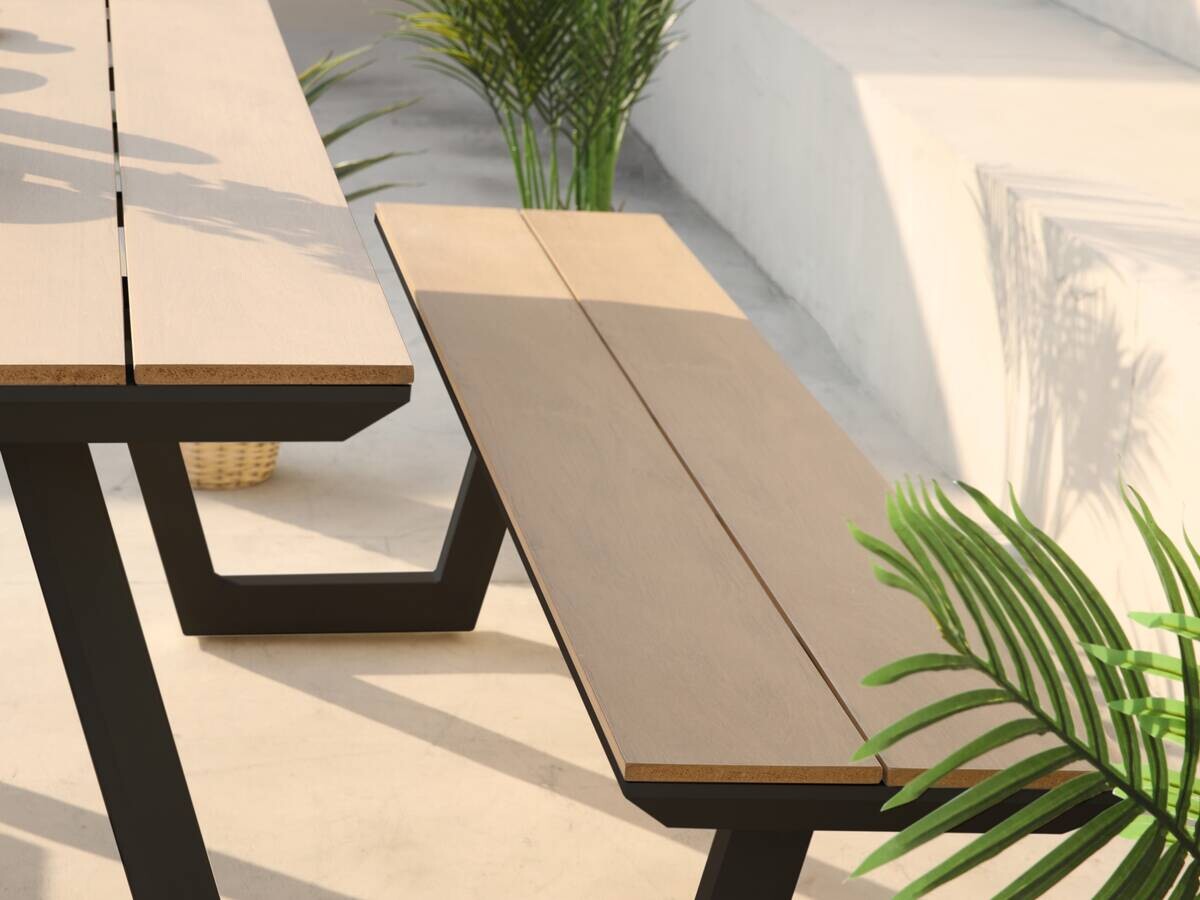 AXI Outdoor Living Picknicktisch Nori braun Metall B/H/L: ca. 190x75x200 cm