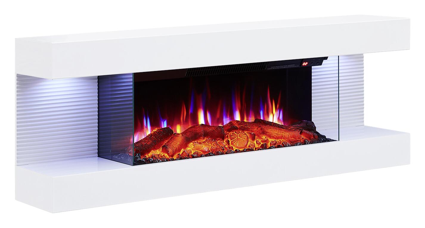 Balderia Elektrischer-Kamin weiß Metall B/H/T: ca. 112x41,8x21,6 cm