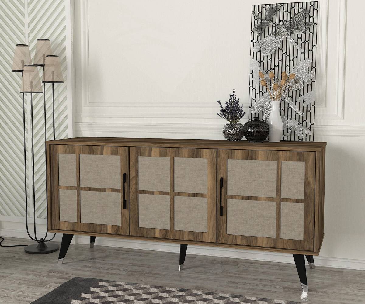 Sideboard Logan walnuss Nachbildung grau B/H/T: ca. 160x76x45 cm