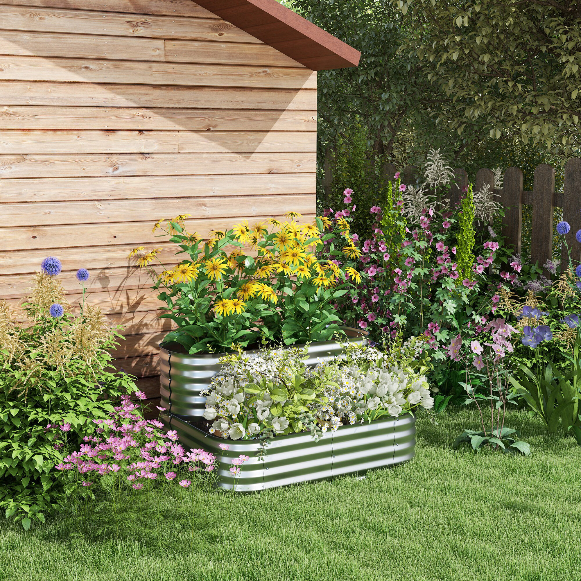 Outsunny Hochbeet silber Metall B/H/L: ca. 90x30x120 cm