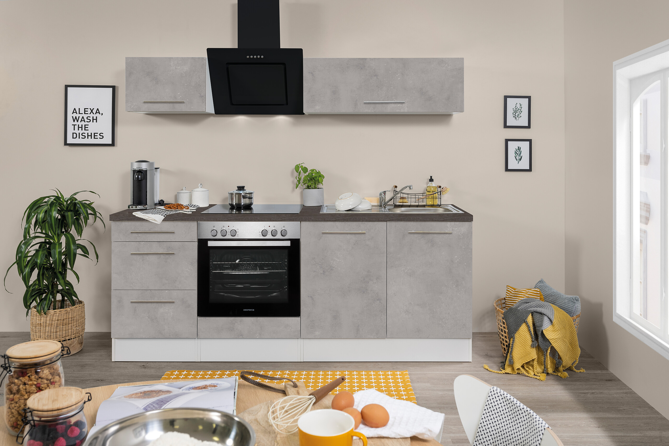 Respekta Küchenblock Amanda Beton Optik B/H/T: ca. 210x200x60 cm