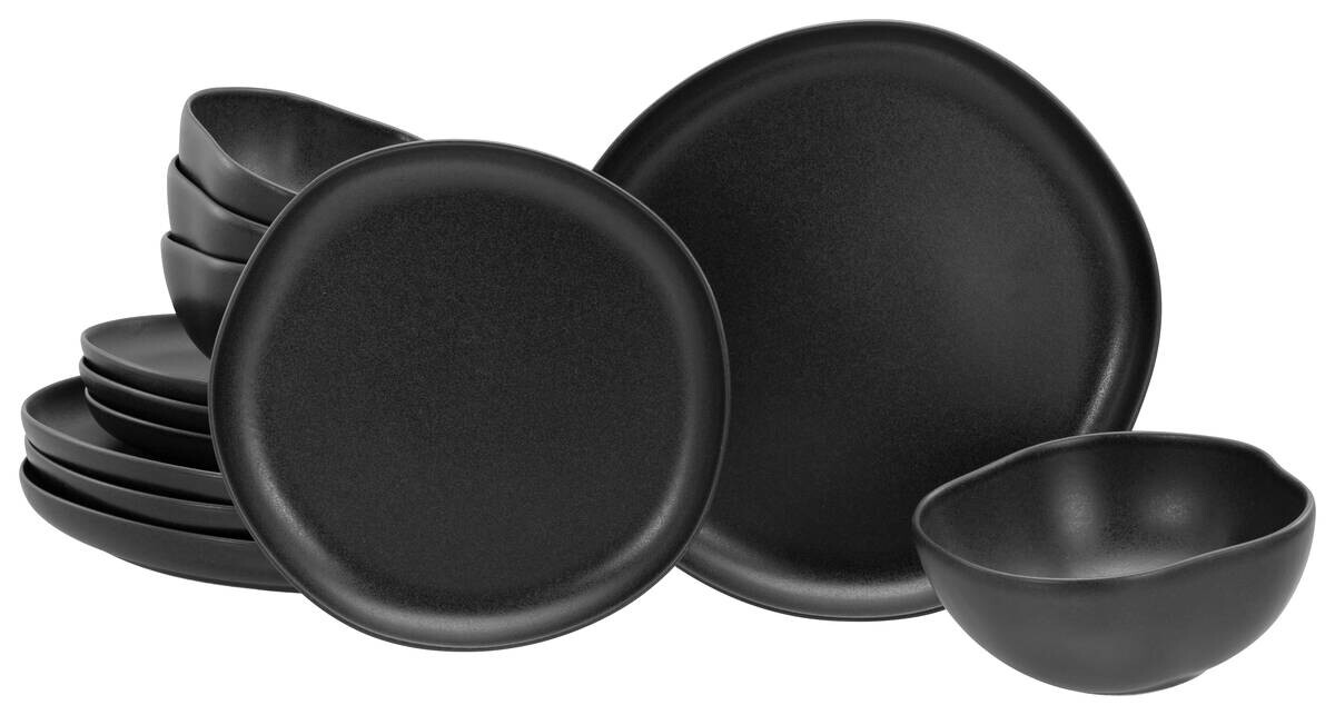 CreaTable Tafelservice Natura Organic schwarz Steinzeug 12 tlg.