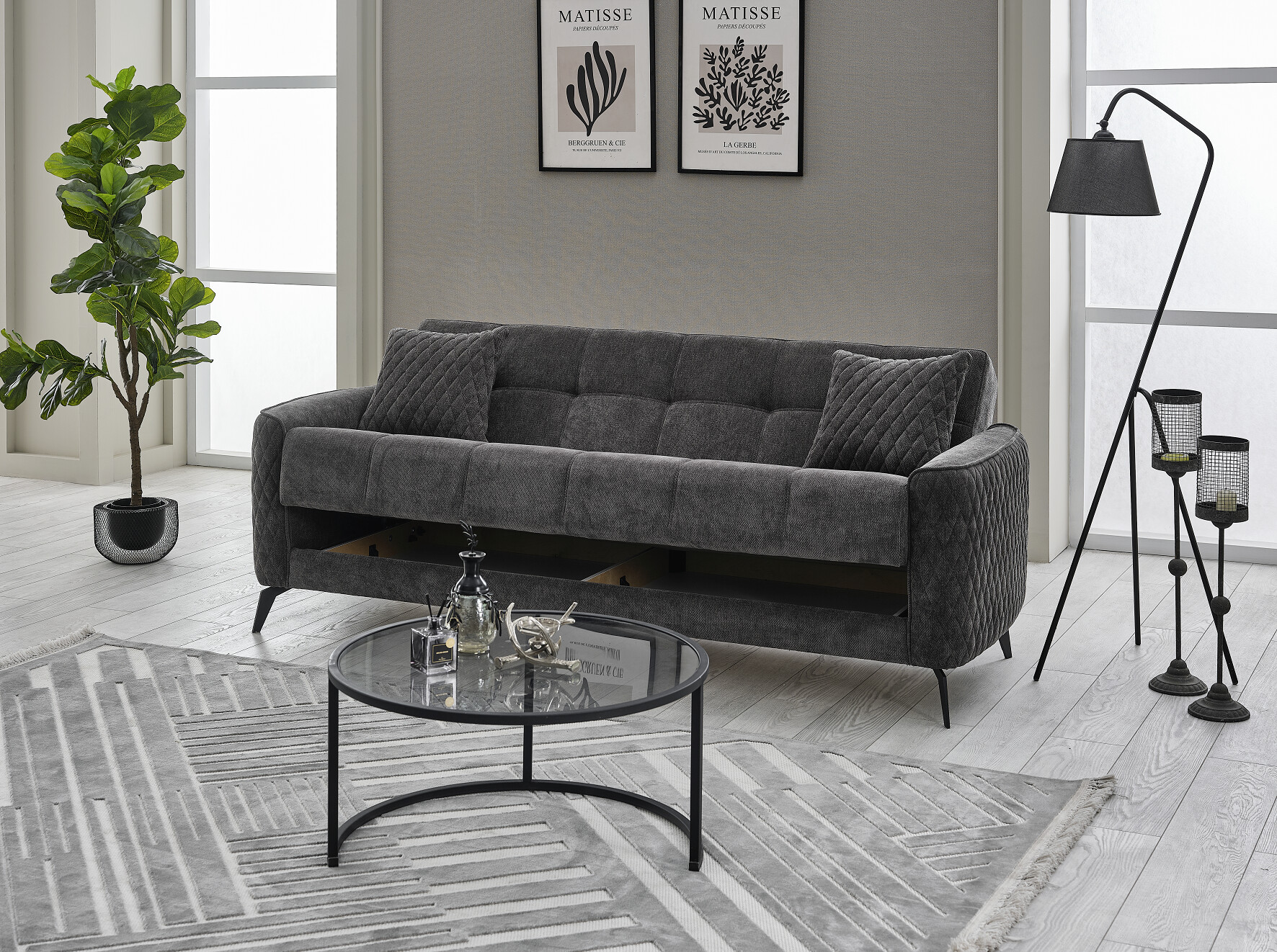 Sofa 3-2-1 Lendor grau Webstoff