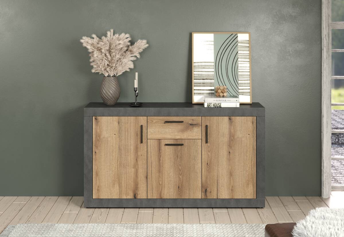 Sideboard Salvada Eiche Evoke Coast Nachbildung anthrazit B/H/T: ca. 149x83x40 cm