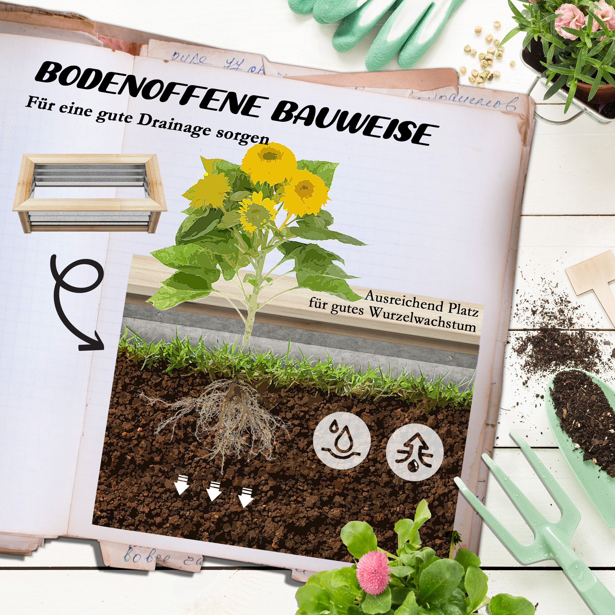 Outsunny Hochbeet silber Metall B/H/L: ca. 45x30x90 cm