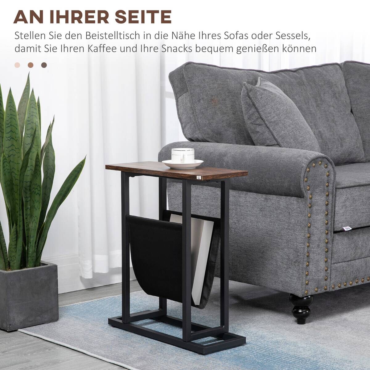 HOMCOM Beistelltisch schwarz Spanplatte B/H/L: ca. 19x49x55 cm