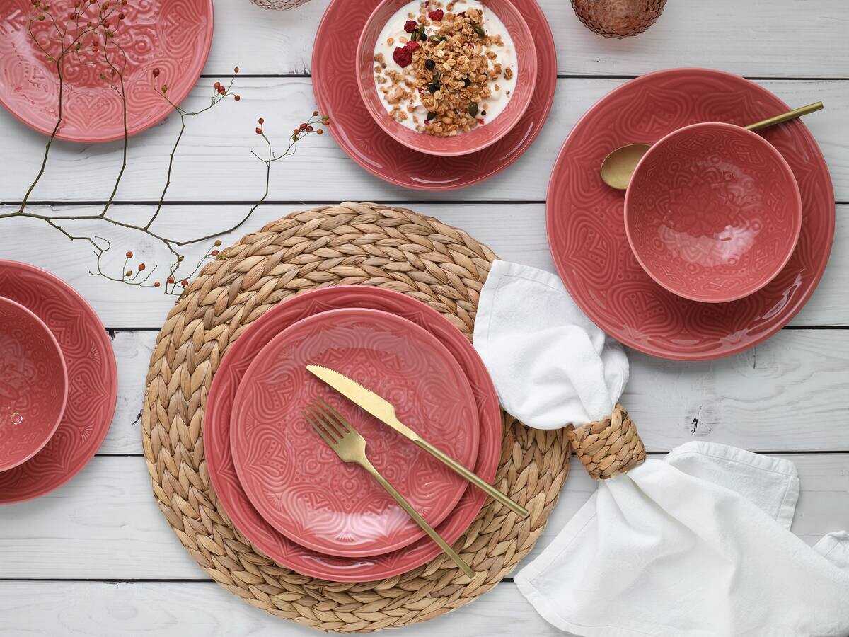 CreaTable Tafelservice Orient Mandala rot Porzellan 12 tlg.