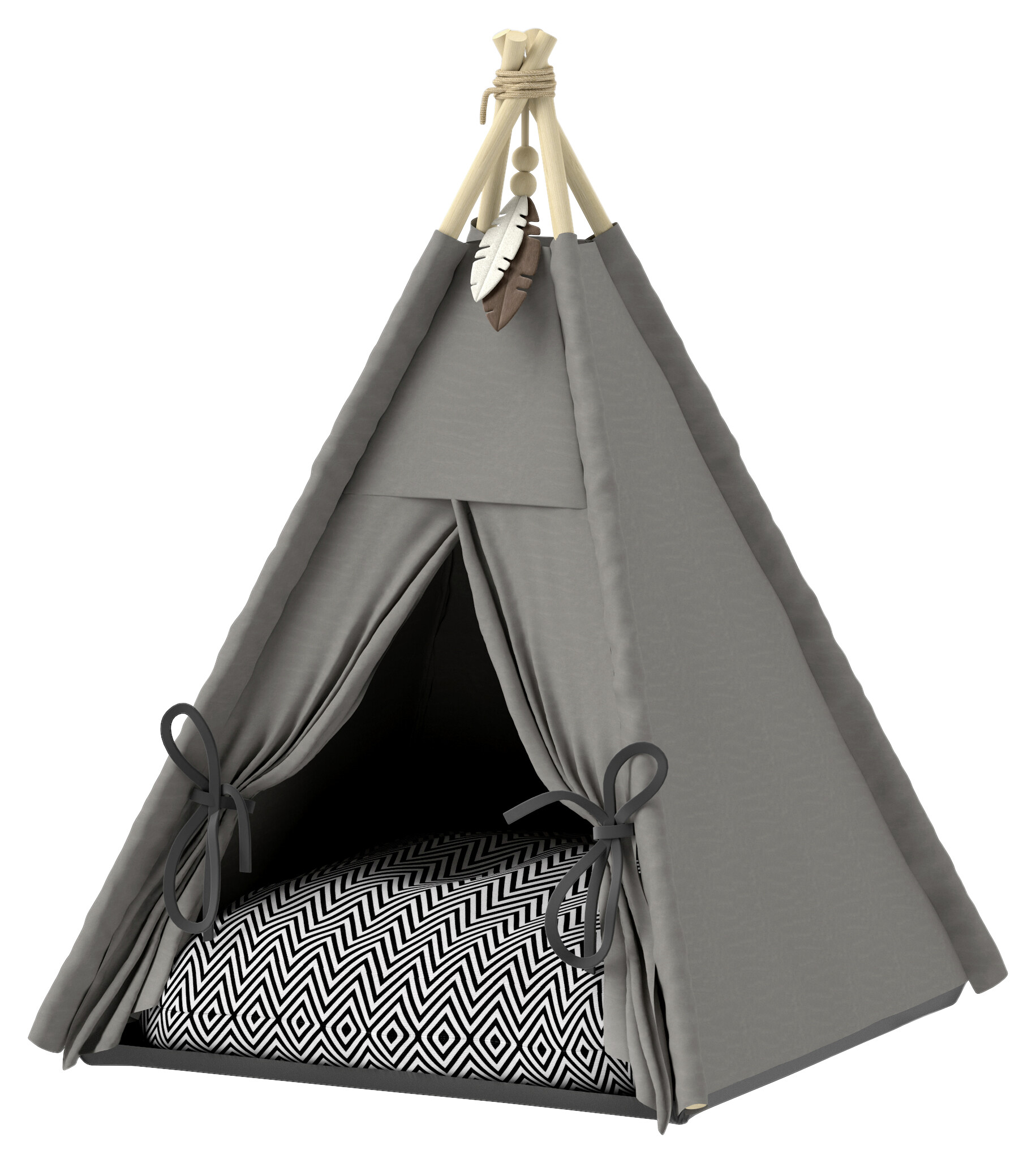 PawHut Katzenzelt grau Polyester B/H/L: ca. 60x76x60 cm