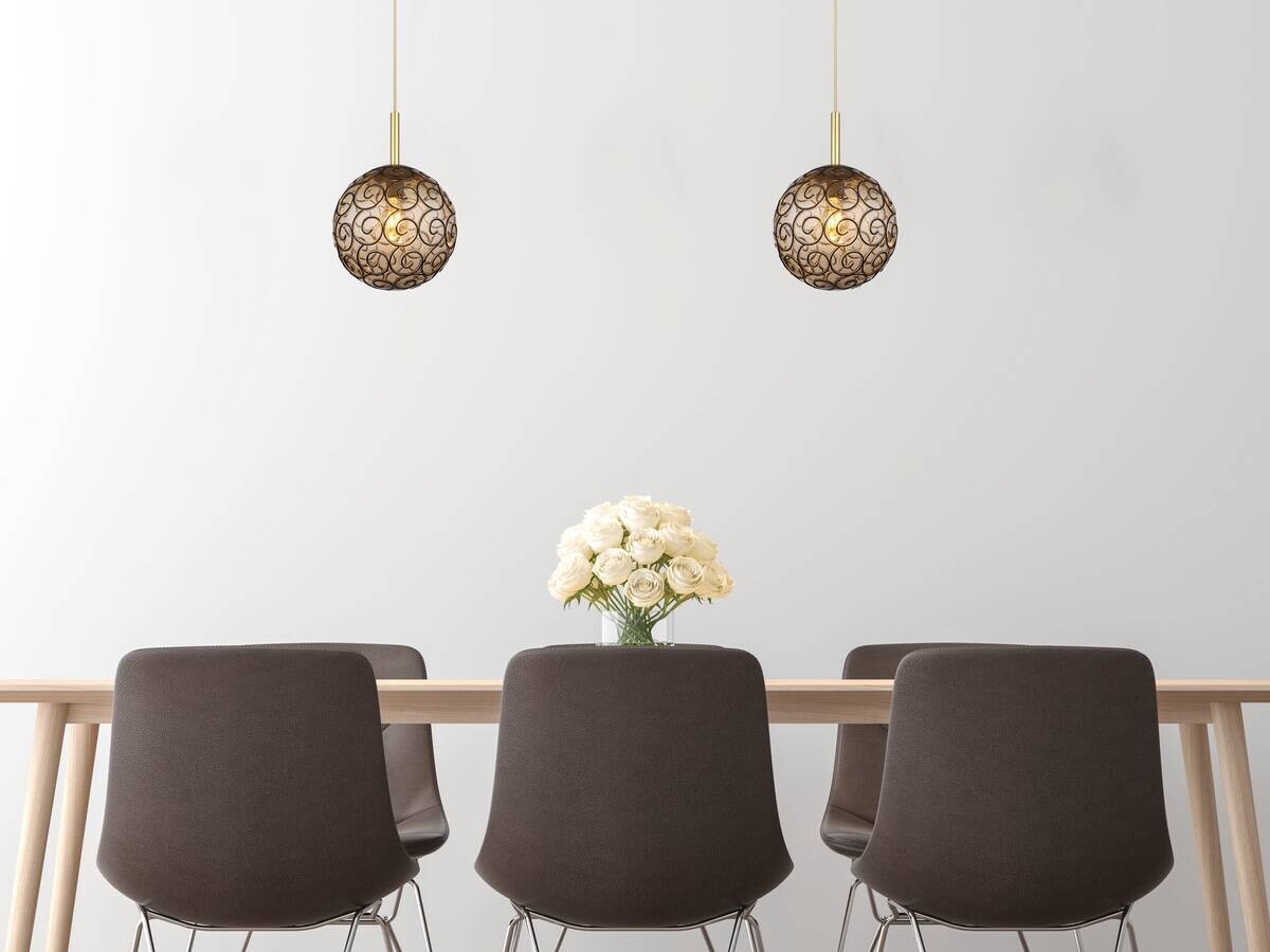 GLOBO Pendelleuchte Fitz schwarz Rauch Kunststoff Metall H/D: ca. 120x25 cm E27 1 Brennstellen