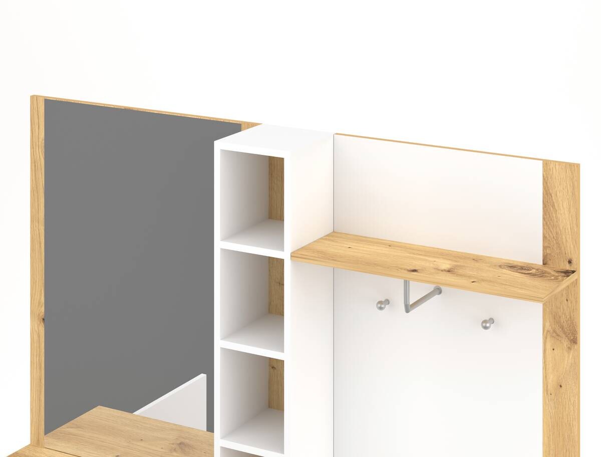 Garderobe BARRY Eiche Artisan Nachbildung weiß matt B/H/T: ca. 150x190x32 cm