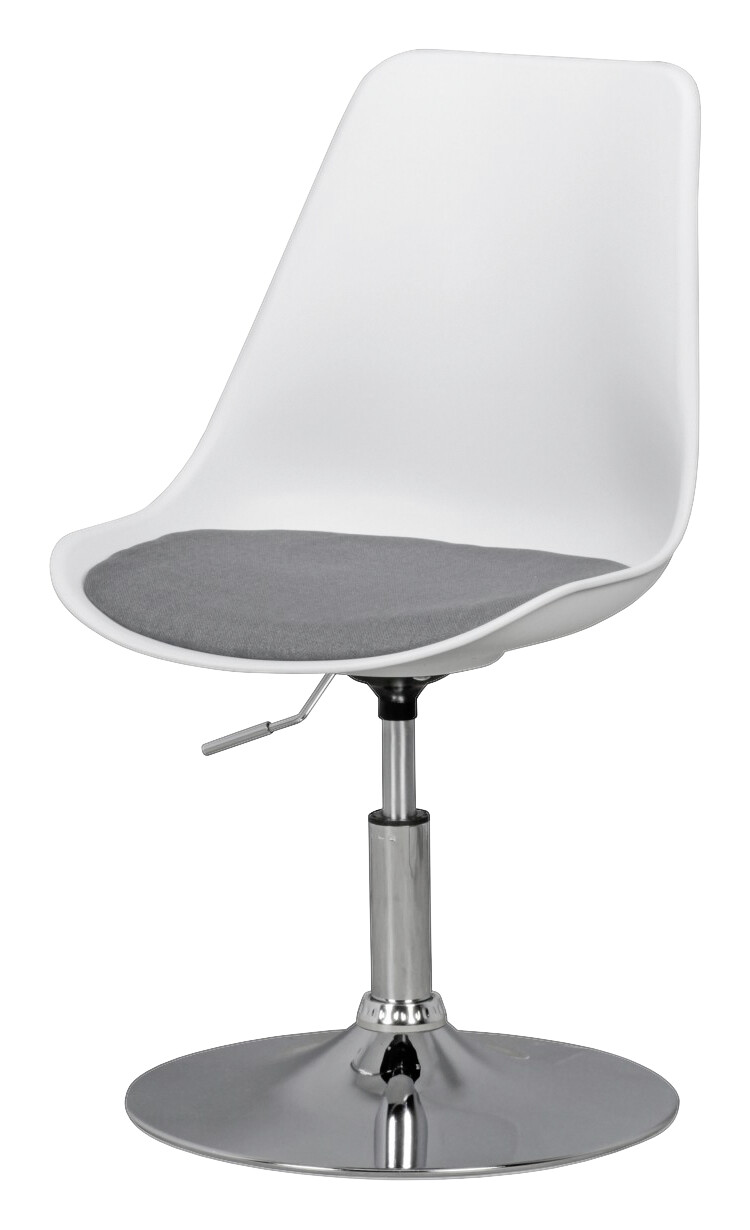 Drehstuhl weiß grau Chrom Kunststoff Stoff Metall