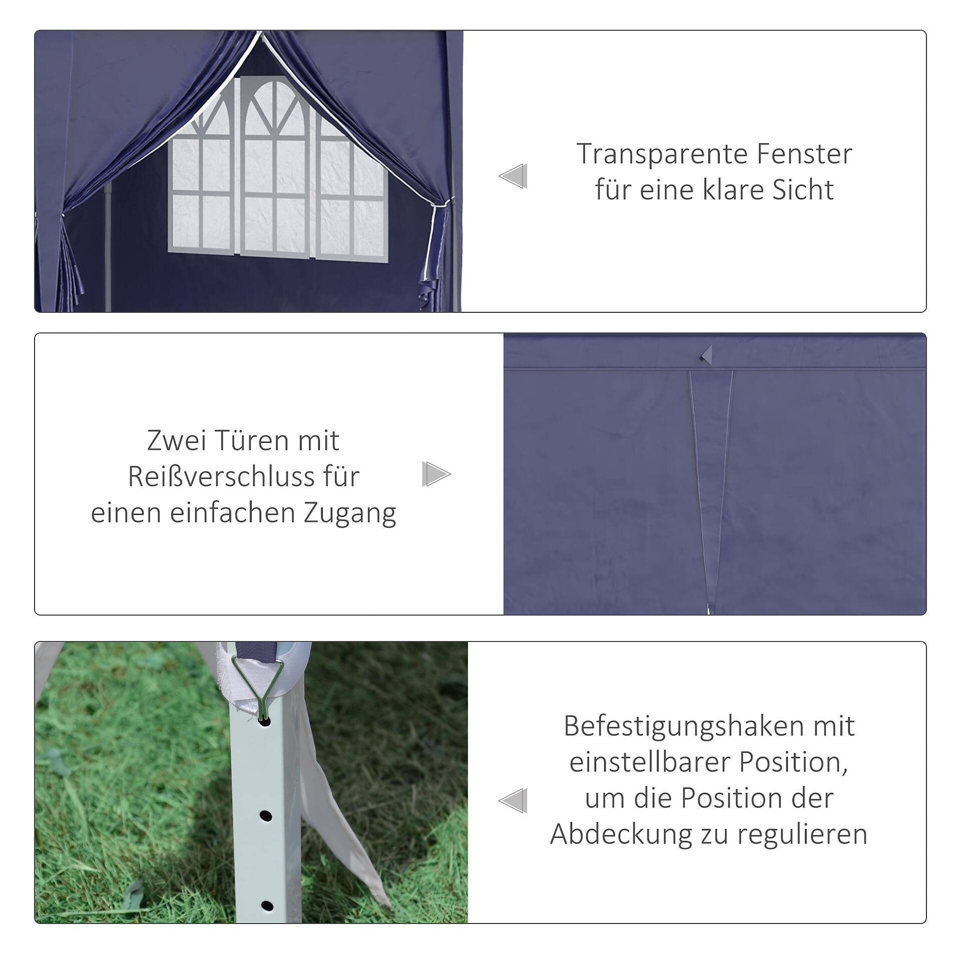 Outsunny Pavillon blau Stahl B/H/L: ca. 295x270x585 cm